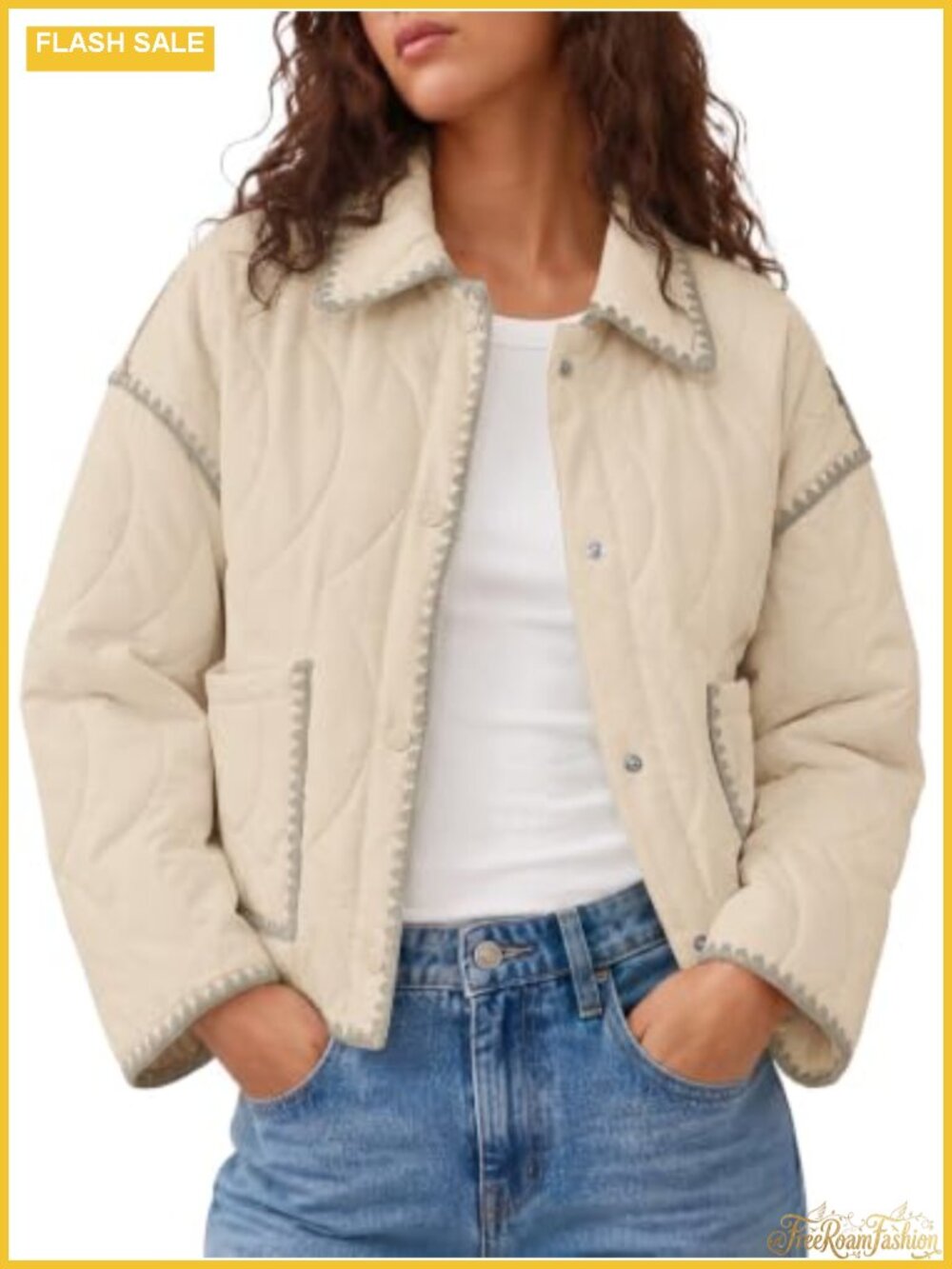 Womens Quilted Lightweight Puffer Jacket Button Down Warm Coat